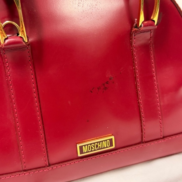 Moschino Redwall Bordeaux Red Wine Patent Leather Top Handle Bag - Picture 6 of 15